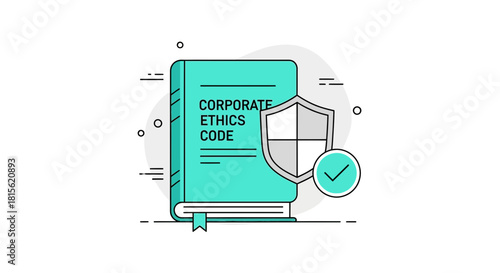 Corporate Ethics Code and Shield with Checkmark Symbol - Illustration