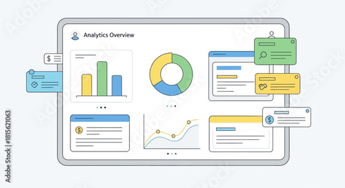 Analytics Dashboard Overview Showing Business Growth Charts and Data Visualization Insights