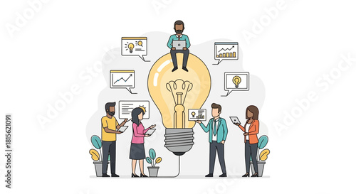 Collaborative group of diverse professionals developing a new concept, sharing ideas and strategies for business growth