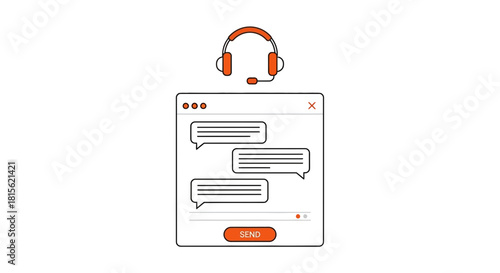 Online Support Chat Headset and Message Bubbles Illustration