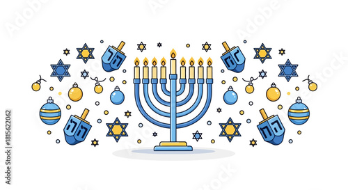 A simple animated winter scene with light blue snowflakes falling over snowy hills on a white background.