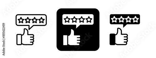 Rating Solid color and black line drawing vector illustration set