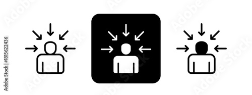 Consumer Centric Solid color and black line drawing vector illustration set