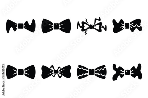 wiggly bow tie silhouette icon set on the white background