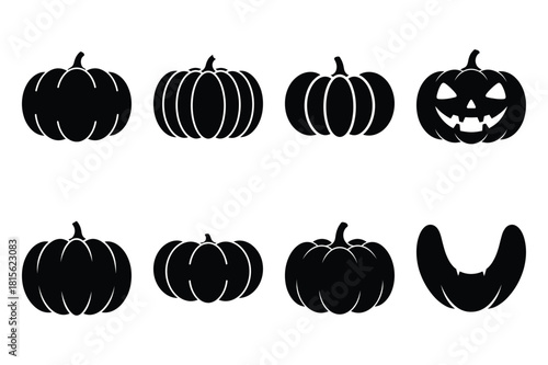 wiggly pumpkin silhouette icon set on the white background