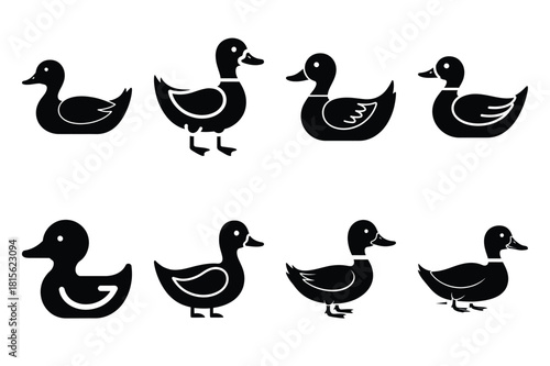 wobble duck silhouette icon set on the white background