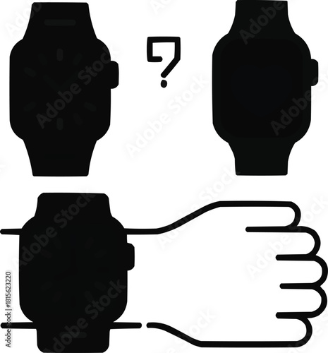 Smartwatch Outline Icon Set Wearable Technology and Clock SymbolsSmartwatch Outline Icon SetWearable Technology and Clock Symbols