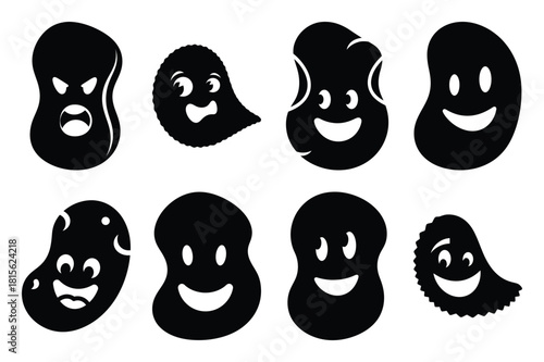 goofy potato chip silhouette icon set on the white background