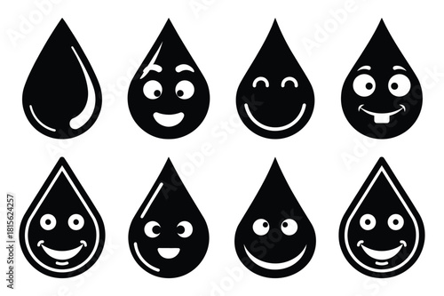 goofy water drop silhouette icon set on the white background