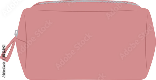 Minimalist Flat Style Travel Toiletry Bag In Pink Color Isolated