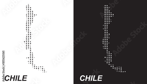 Chile Dotted Map, Halftone Style Modern Digital Outline of South American Country Vector EPS