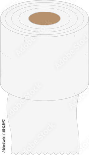 Simple Lineart Roll of White Toilet Paper Isolated on White Background