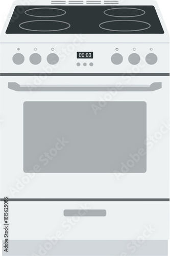 Simple Flat Style Kitchen Electric Stove Oven Isolated Illustration