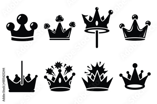 silly crown pop silhouette icon set on the white background