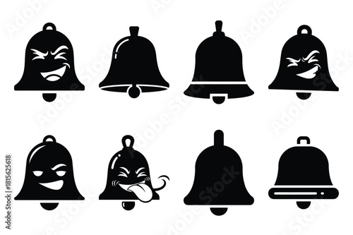 snickering bell silhouette icon set on the white background
