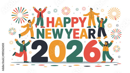 New Year Celebration: A cheerful gathering celebrates the arrival of the New Year, adorned with festive fireworks and an optimistic outlook.