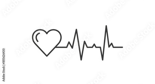 Modern heart pulse line design, perfect for medical concepts, health awareness campaigns, or symbolizing vitality and wellness, originally a scalable graphic