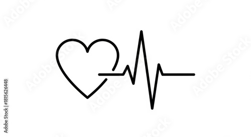 Dynamic heartbeat trace with heart icon, a symbol for healthcare, love, and vital signs monitoring ideal for medical designs and health-related projects