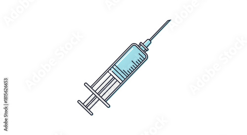 Modern syringe design for medical illustrations, showcasing healthcare, vaccination campaigns, and innovative treatments in a clean, professional style