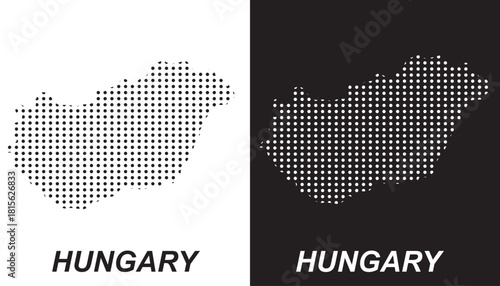 Hungary Dotted Map, Halftone Style Modern Digital Outline of Central European Country Vector EPS