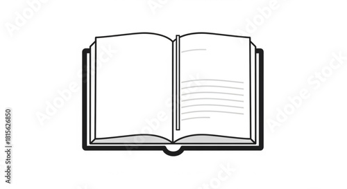 Open book illustration for education, literature, and storytelling projects, ideal for authors, students, teachers, and creative designs needing a classic book element