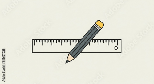 Precise pencil drawing with ruler, a symbol of accuracy, careful design, and drafting, perfect for educational materials or creative project visuals