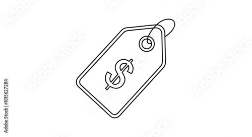 Minimalist dollar price tag outline showcasing affordability, savings, and value for money, perfect for retail promotions and business marketing materials