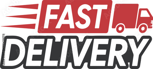 Fast Delivery Service Logo with Truck Graphic - Vector Express Shipping Icon, Quick Transportation Badge, E-commerce, Logistics Symbol