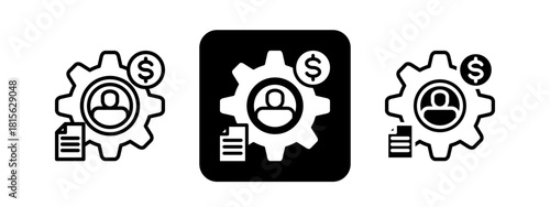 Utilization Solid color and black line drawing vector illustration set