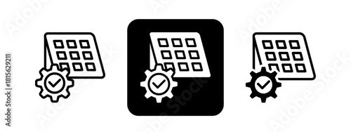 Scheduling Solid color and black line drawing vector illustration set