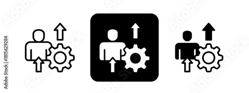 Efficiency Solid color and black line drawing vector illustration set