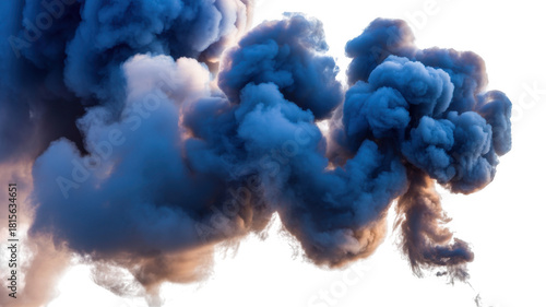 Blue Smoke Plume isolated on a transparent background