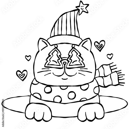 christmas Cute cat with festive accessories and cheerful decorations.