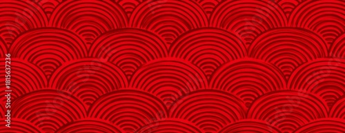 Red pattern with wave shapes in traditional style for Chinese New Year  