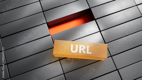 URL website - text concept on metal blocks .3D rendering.