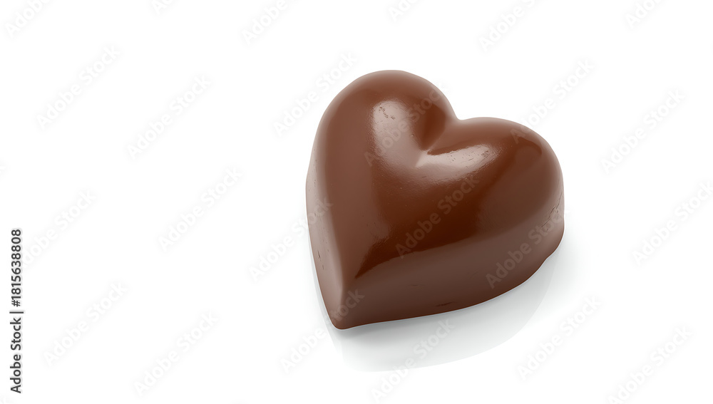Obraz premium Beautifully crafted 3D chocolate heart isolated on white background, smooth glossy texture, romantic sweet dessert element for Valentine’s Day, love, gifts and confectionery themes