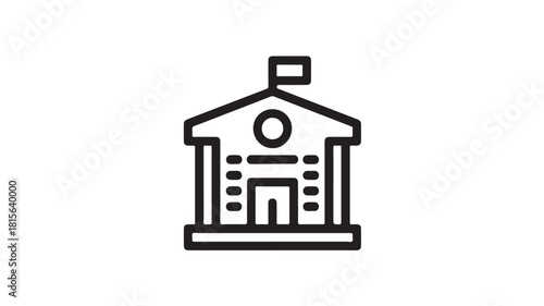 Courthouse line icon minimalist vector building symbol isolated on white background for app and web design