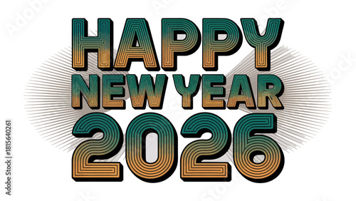 Happy New Year 2026 Typography: An energetic and forward-looking typography-based image, heralding the arrival of 2026.