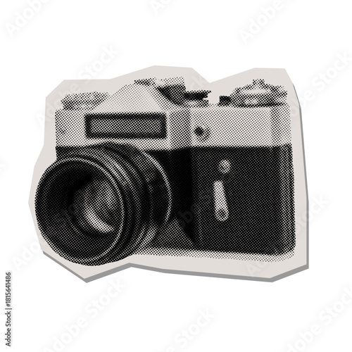 vintage halftone photo camera 