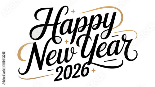 New Year Greetings: Artistic calligraphy wish for a joyous New Year with elegant typography, exuding a sense of celebration and anticipation for fresh beginnings.
