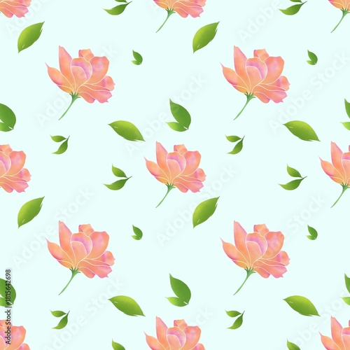 Seamless flowers art on pattern for background and backdrop.