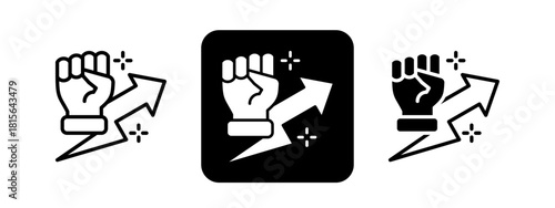 Motivation Solid color and black line drawing vector illustration set