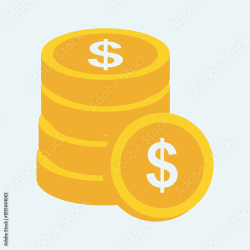Stack of coins with dollar sign next to a single coin.
