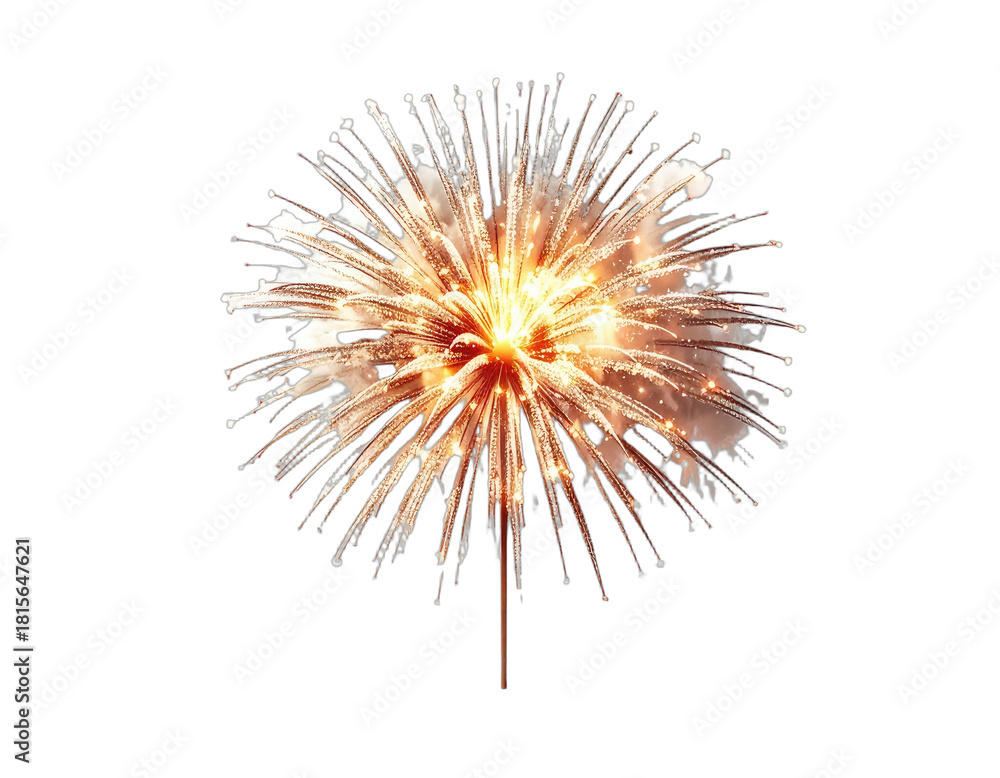 Obraz premium A single sparkler fireworks bursting brightly against a dark background.