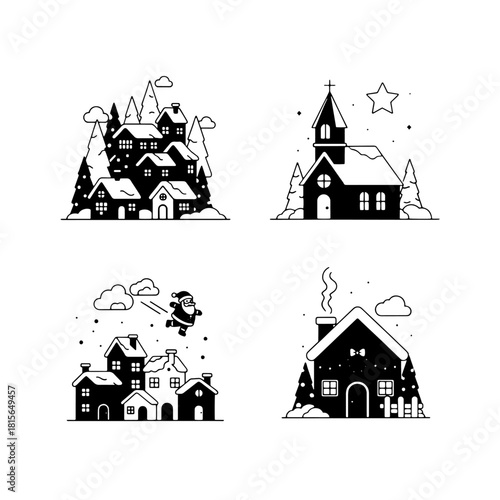 Cartoon illustration of a haunted house in the woods under a moonlit night sky with trees and a silhouette of a castle