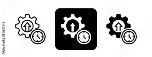 Efficiency Solid color and black line drawing vector illustration set