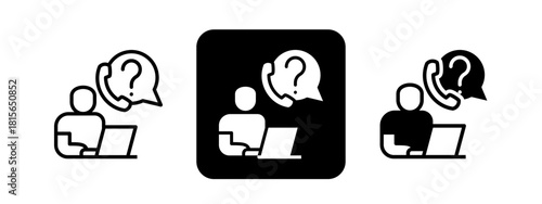 Support Solid color and black line drawing vector illustration set