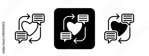 Empathy Solid color and black line drawing vector illustration set