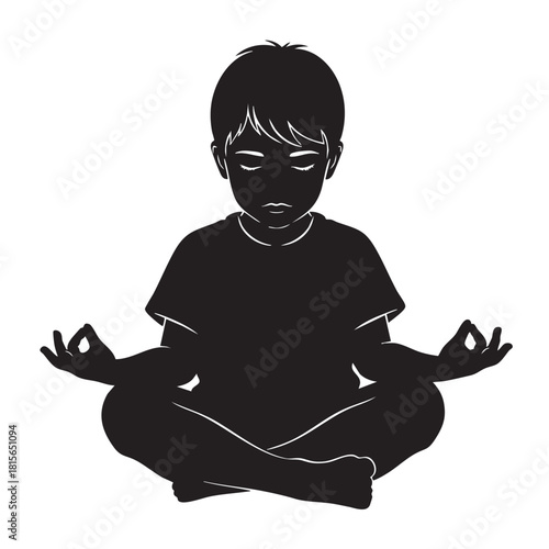 a_child_sitting_in_a_lotus_position_traced