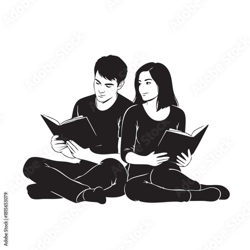 a_couple_reading_a_book_traced